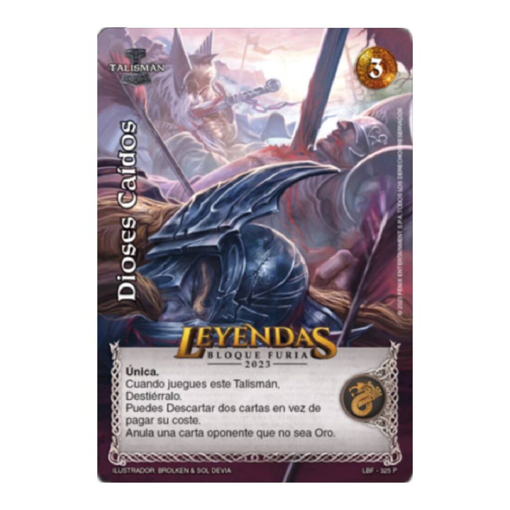 Carta Promo Dioses Caidos Leyendas Bloque Furia Progaming