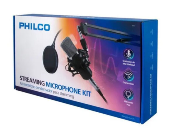 Kit Streaming Philco micrófono c/soporte Antipop y stand USB