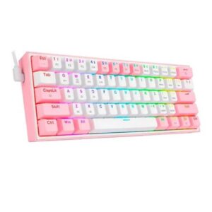 Teclado Redragon Fizz Pro K616 Blanco y Rosa RGB Sw Red