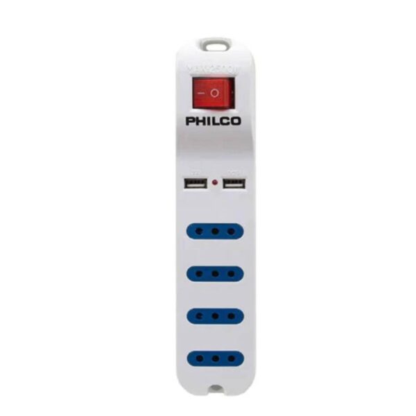 Extension Philco Xt41 Alargador 4 tomas + 2 USB 1.5m Blanco