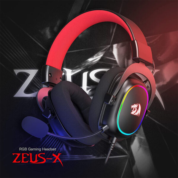 Audífonos gamer Redragon Zeus X negro con luz rgb