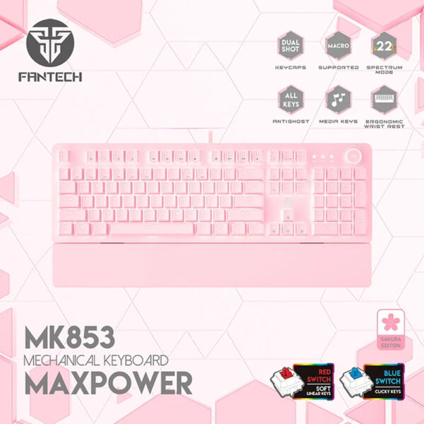 Teclado Gamer Fantech Maxpower MK853 SAKURA SW Red ESPAÑOL