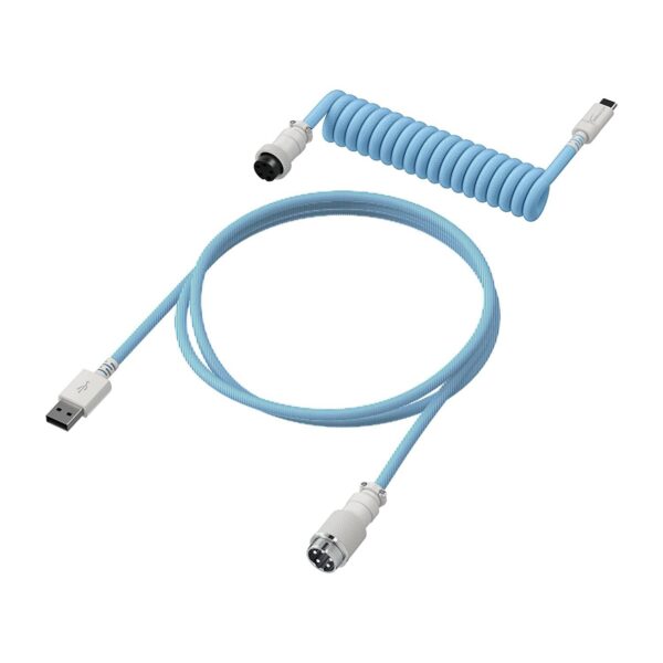 Cable HyperX en espiral USB-C celeste