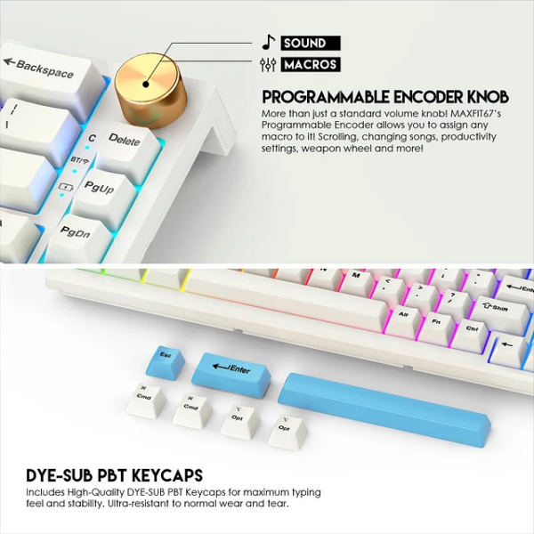Teclado Gamer Fantech MAXFIT 67 MK858 White SW Brown