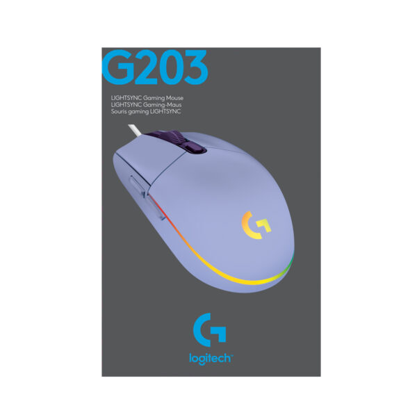 Mouse Gamer Logitech G203 Lightsync Rgb 8000 dpi Lila - Imagen 10