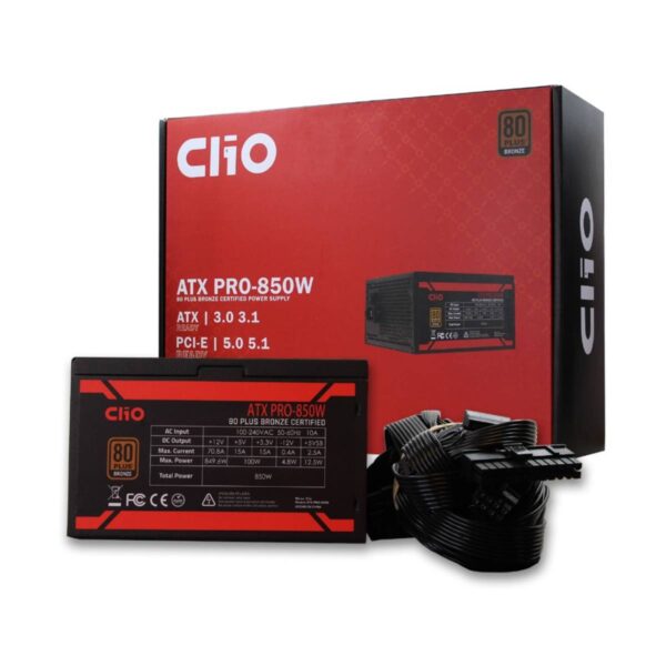 CLIO FUENTE DE PODER ATX-850W CONECTOR 3,1, PCI-e 5,1 BRONZE