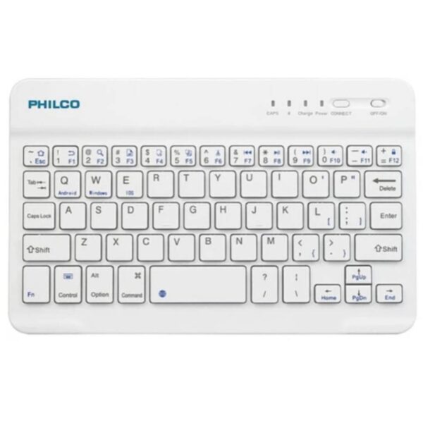 Teclado Mini Philco Bluetooth 7 Pulgadas Blanco