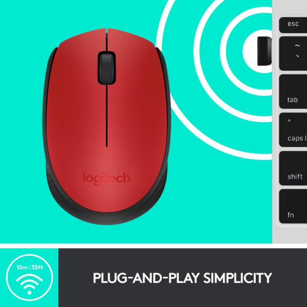 Mouse Logitech M170 Inalámbrico Rojo 1200 Dpi