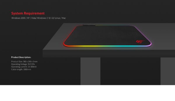 Mousepad Gamer Gamenote MP901 RGB USB 36x27cm