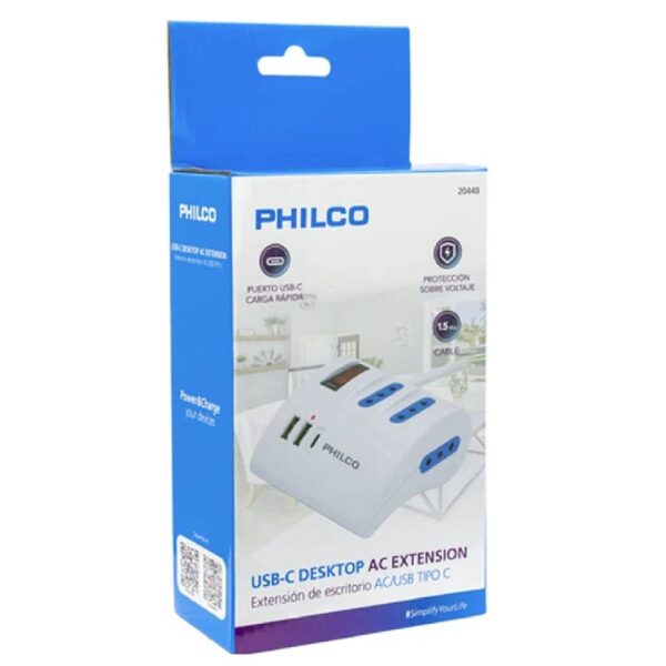 Extension 3 enchufes + 2 USB + USB Tipo C Blanca