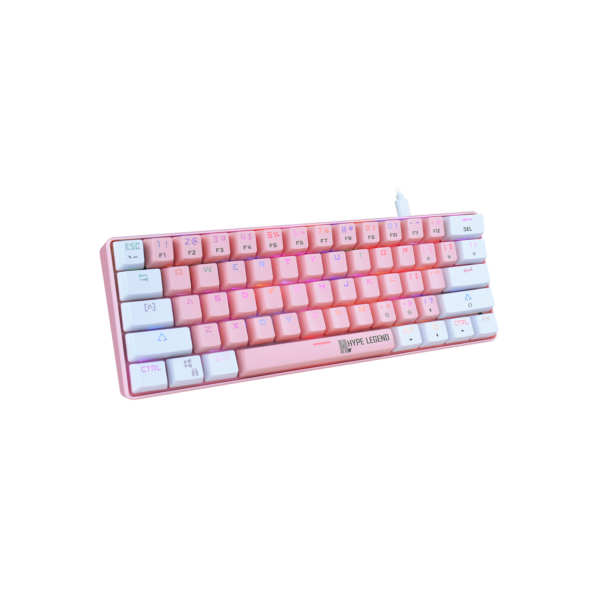 Teclado Gamer Hype Legend Rebel Shiro Pinku 60% SW Red RGB