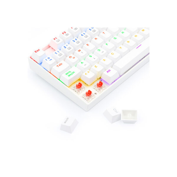 Teclado Gamer Redragon Kumara K552 Blanco Rainbow SW Red