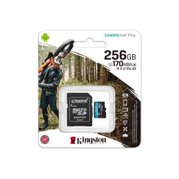 Memoria microSD Kingston CanvasGoPlus 256GB Adap. SD UHS-I