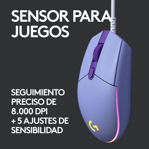 Mouse Gamer Logitech G203 Lightsync Rgb 8000 dpi Lila - Imagen 6