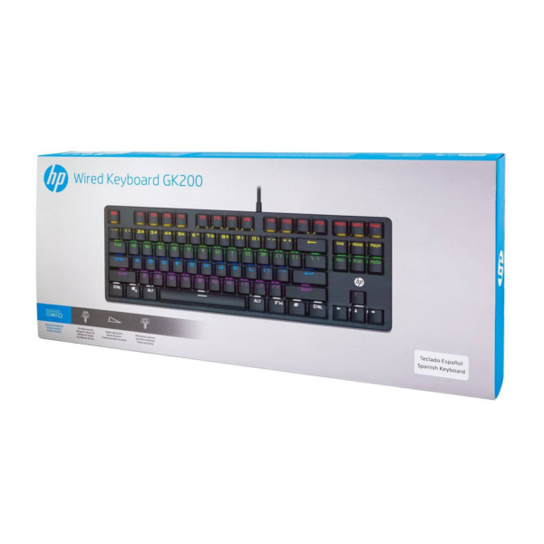 Teclado Gamer HP GK200 Black Mecánico SW Blue RGB Español