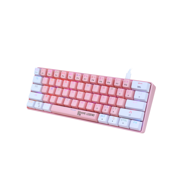 Teclado Gamer Hype Legend Rebel Shiro Pinku 60% SW Red RGB