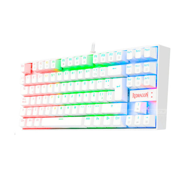 Teclado Gamer Redragon Kumara K552 Blanco Rainbow SW Red