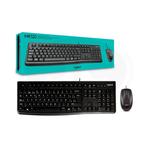 Kit Teclado y Mouse Logitech MK120 Alambrico Negro