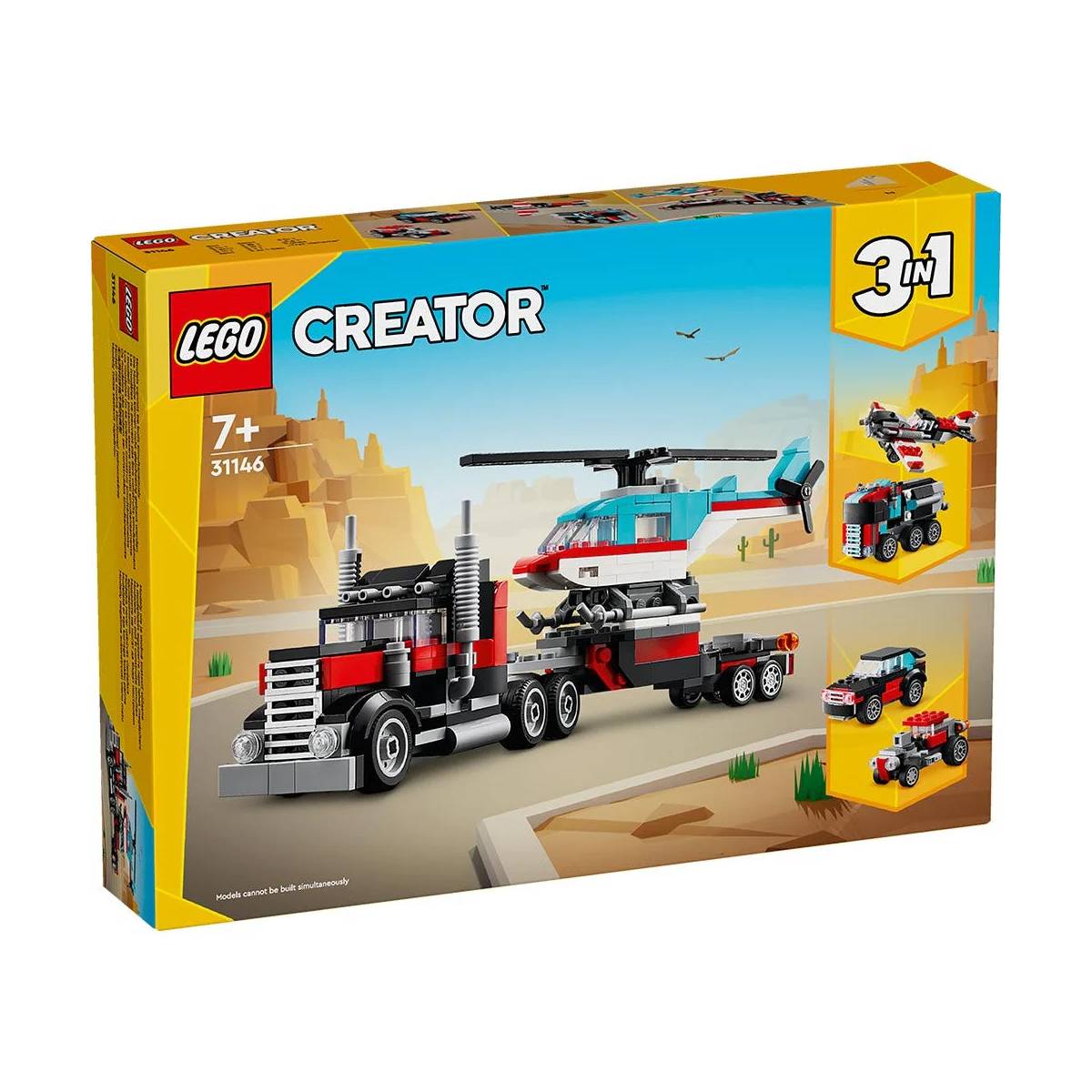 LEGO Creator 3 en 1: CAMIÓN PLATAFORMA CON HELICÓPTERO 31146 - Imagen 6