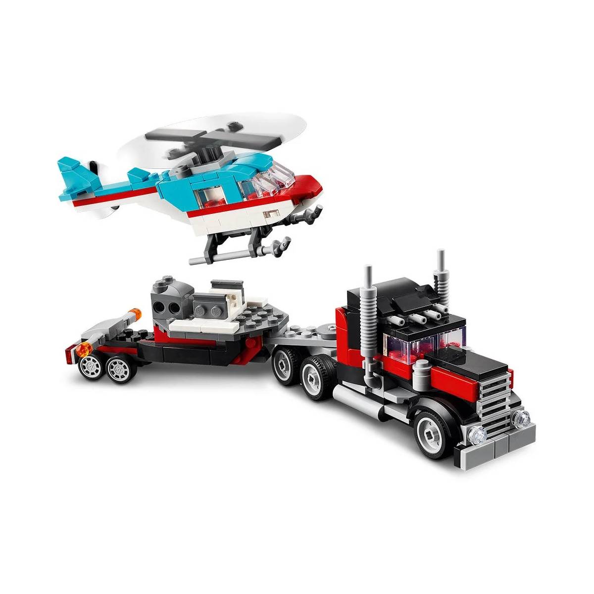 LEGO Creator 3 en 1: CAMIÓN PLATAFORMA CON HELICÓPTERO 31146 - Imagen 2