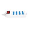 Extension 4 Entradas 3 Metros Blanco con Interruptor XT53