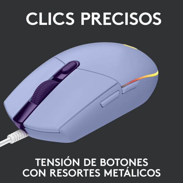 Mouse Gamer Logitech G203 Lightsync Rgb 8000 dpi Lila - Imagen 3