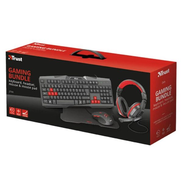 Kit 4 en 1 Trust Ziva Teclado mouse audifono y mousepad