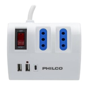 Extension 3 enchufes + 2 USB + USB Tipo C Blanca