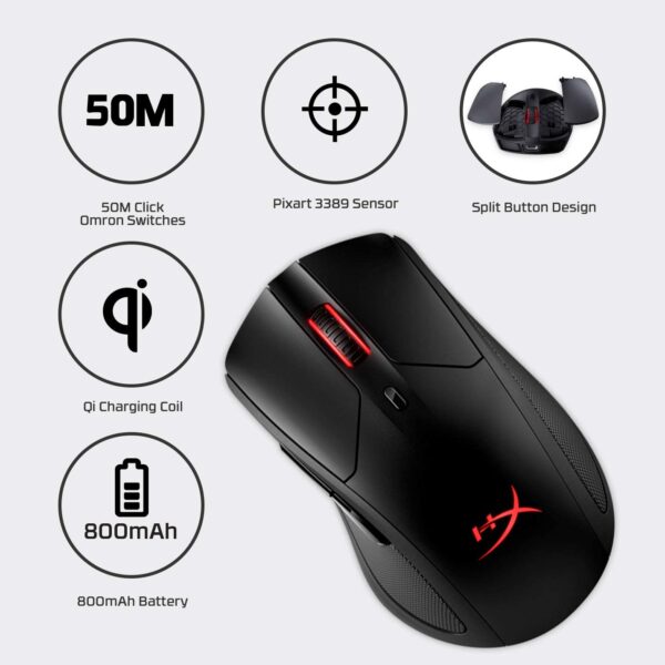 Mouse Gamer HyperX Pulsefire Dart Inalambrico USB