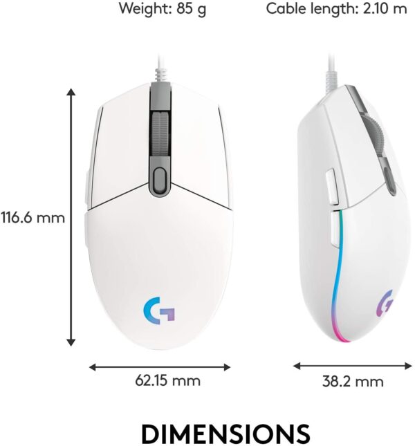 Mouse Gamer Logitech G203 Lightsync Rgb 8000 dpi Blanco