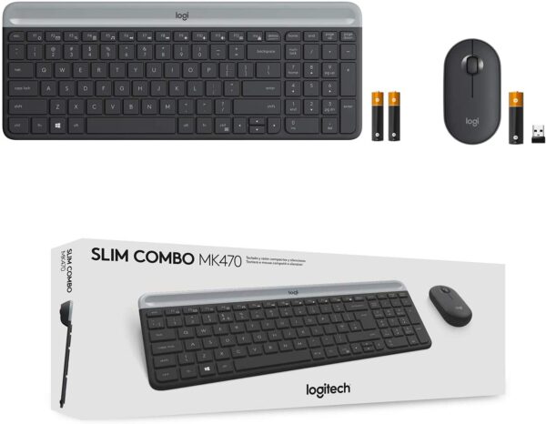 Teclado y Mouse Inalambrico Logitech MK470 Slim Negro