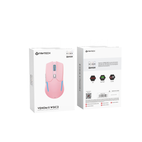 Mouse Gamer Fantech Venom II VIBE WGC2 Pink Inalambrico