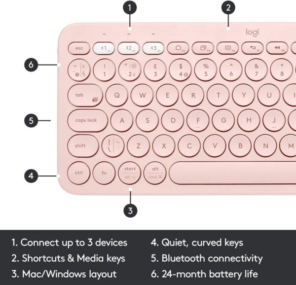 Teclado Logitech K380 Multi-Device Bluetooth Rosado