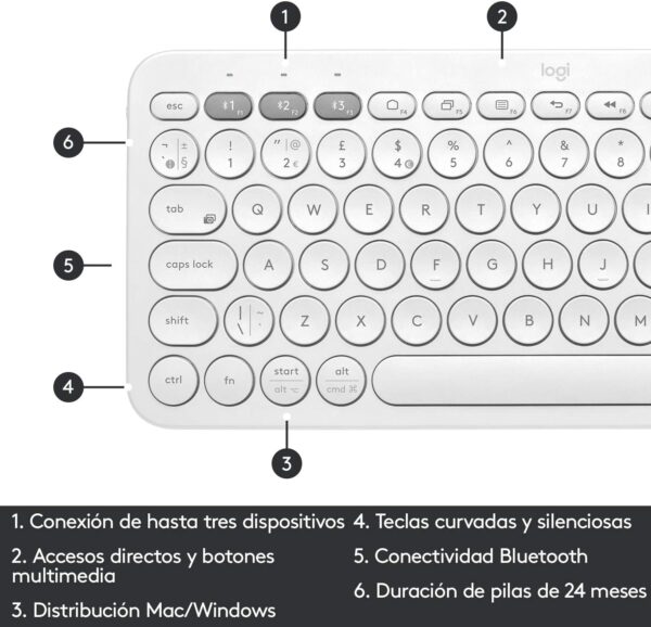 Teclado bluetooth Logitech K380 QWERTY español off-white