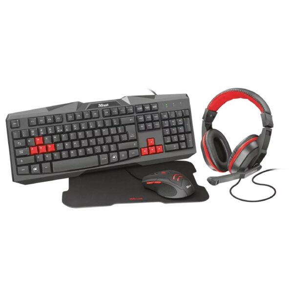 Kit 4 en 1 Trust Ziva Teclado mouse audifono y mousepad