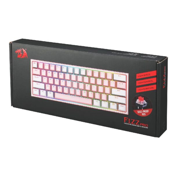 Teclado Gamer Redragon K616 Fizz Rgb Pro Rosa y Blanco