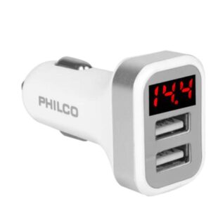 Cargador Auto Doble USB Philco con Pantalla