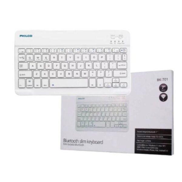 Teclado Mini Philco Bluetooth 7 Pulgadas Blanco