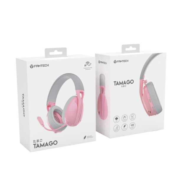 Audifonos Gamer Fantech Tamago WHG01 Pink Inalambrico