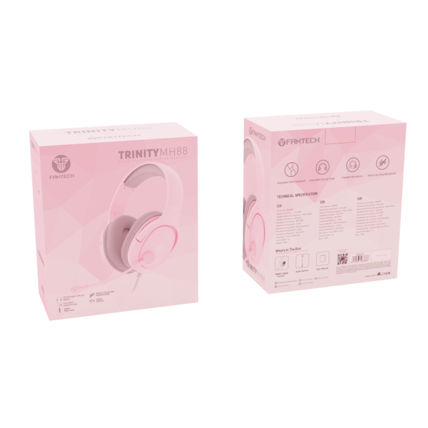 Audifonos Gamer Fantech Trinity MH88 Pink 50mm 3.5mm