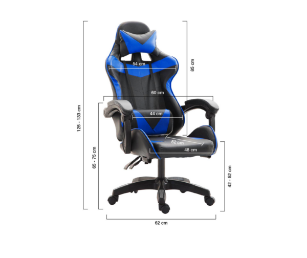 Silla Gamer Eco Cuero Apoyabrazos Reclinable 100kg Azul