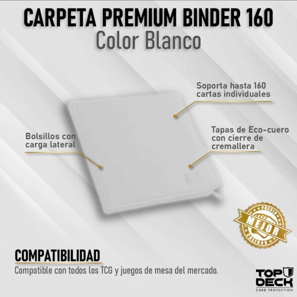 Carpeta Eco Cuero 4 Bolsillos 160 Cartas Blanca