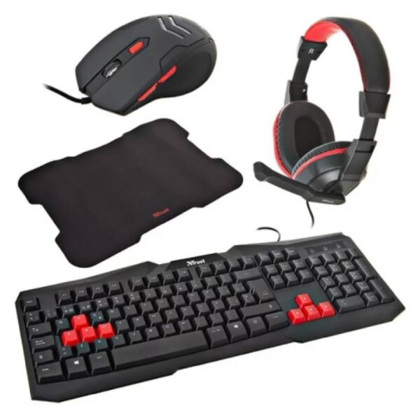 Kit 4 en 1 Trust Ziva Teclado mouse audifono y mousepad