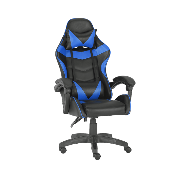 Silla Gamer Eco Cuero Apoyabrazos Reclinable 100kg Azul