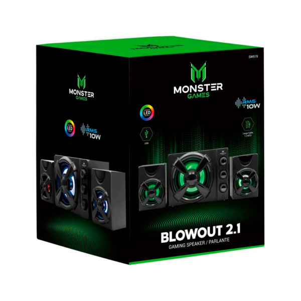 Parlante Subwoofer Monster Games Blowout 2.1 USB RGB