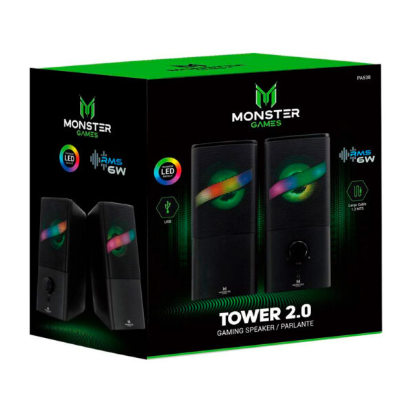 Parlante Monster Games Tower 2.0 Jack 3.5mm USB