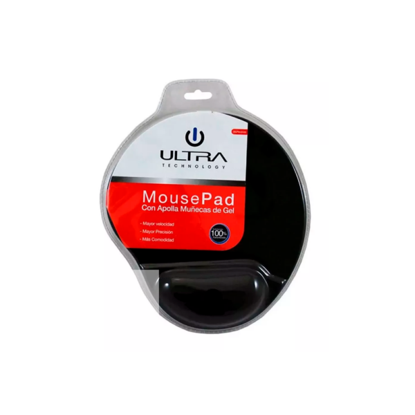 Mousepad Ultra con gel apoya muñecas Negro