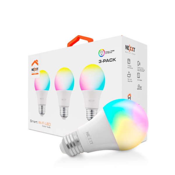 Pack 3 Ampolletas LED Inteligente WiFi control voz Nexxt RGB