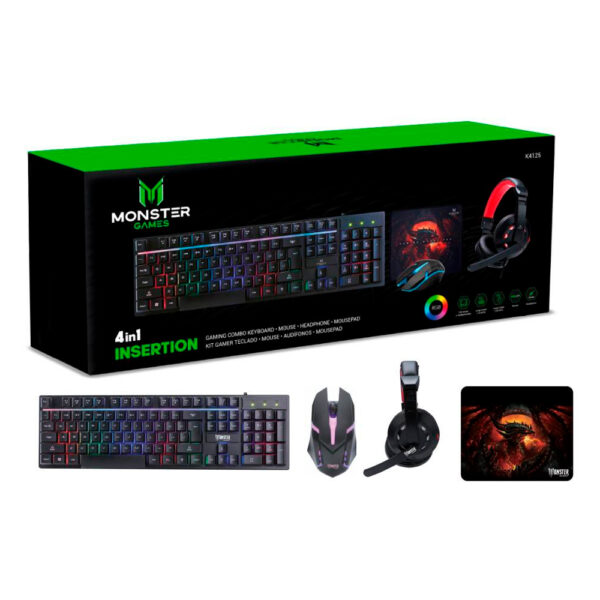 Kit Gamer 4 en 1 Monster Games Crew Insertion RGB