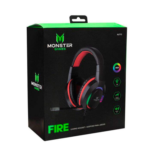 Audifonos Gamer Monster Games Fire Sonido 7.1 USB